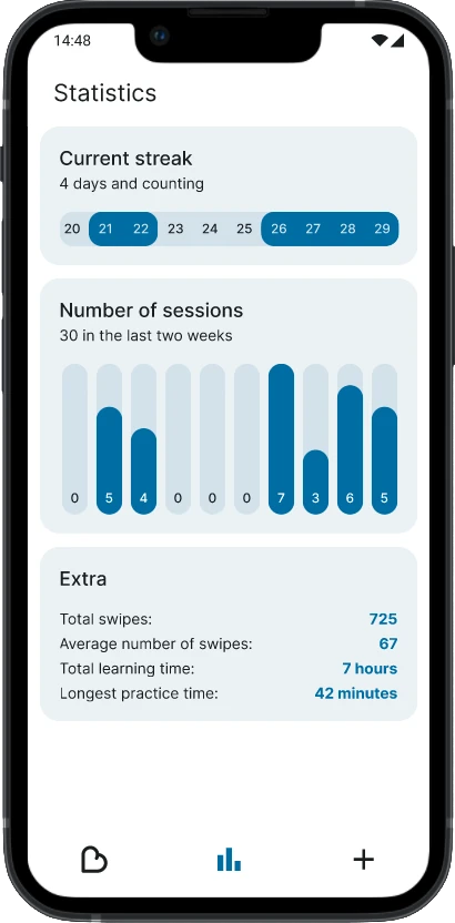 Screenshot of detailed insights and statistics in byHeart app